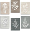BINCUE Neutral Botanical Plant Canvas 6 Pieces Wall Art Rustic Wall Decor Farmhouse Wall Paintings Botanical Prints Simple Plants Wall Pictures Minimalist Flower Decor for Living Room Bedroom Bathroom Office Dining Room 12"x 16"