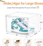 8 Pack Shoe Boxes Clear Plastic Stackable, Large Shoe Storage Organizer with Lids,Drop Side Shoe Containers for Entryway,Sneaker Storage Fit up to US Size 13 (13’’x 10.6”x 8.3”)
