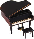 ANGEL MELODY Wooden Grand Piano Music Box Mechanism with Bench and Metal Pedal, Ring Storage Box Wind up You are My Sunshine Musical Boxes Birthday Gifts for Her, Kids, Daughter, Boys, Girls, (Black)