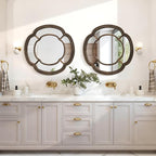 Irregular Wall Mirror, Large Round Wavy Hanging Mirror Circle Wooden Framed Decorative Mirrors 20 Inch for Living Room Hallway Entryway Decor Mirrors