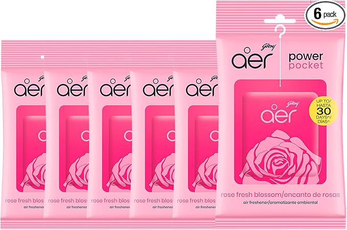 Godrej Aer Power Pocket Bathroom Fragrance - Fresh Blossom, 10g (Pack of 6)