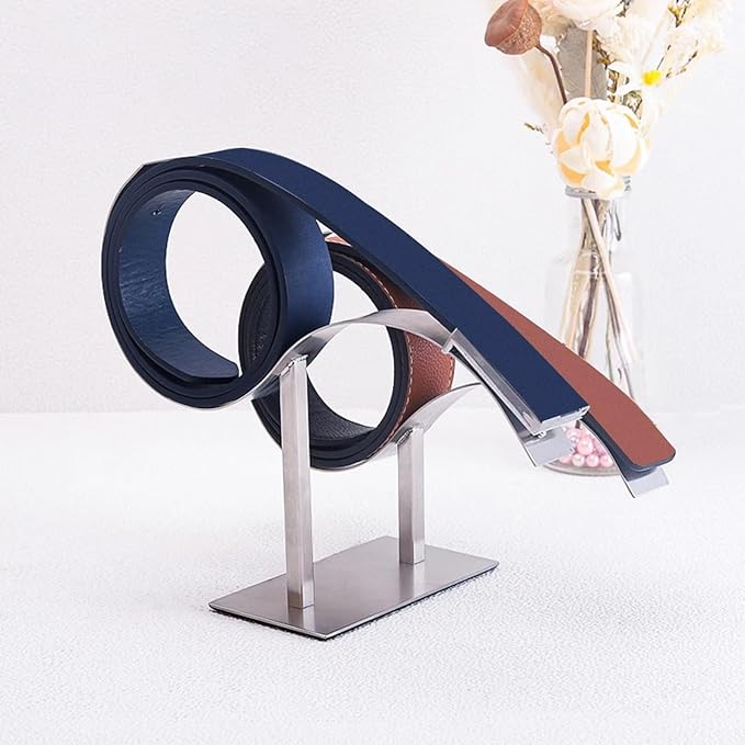Mollytek Stainless Steel Belt Display Stand Rack Belt Holder Organizer Belt Storage Organizer and Displayer for 2 Belts Retail Store Display or Home Use