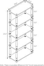 Furinno Turn-N-Tube 5-Tier Multipurpose Shelf / Display Rack / Storage Shelf / Bookshelf, Classic Tubes, Americano/Black