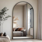 Prywot Arched Floor Mirror, 76 "x 34" Full Length Mirror Wall Mirrors Hanging or Leaning Arched-Top Full Body Mirrors with Stand for Bedroom, Dressing Room, Black