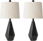 PoKat 23'' Farmhouse Table Lamps Set of 2, Black Bedside Lamps for Bedroom Night Stands, Modern Nightstand Lamps for Living Room, End Side Table, Black