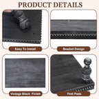 MAONAME Wood Display Risers Decorative Tray Set of 3, Farmhouse Pedestal Stand for Display Home Decor, Vintage Black Beaded Wooden Tray for Kitchen Counter, Short and Tall Footed