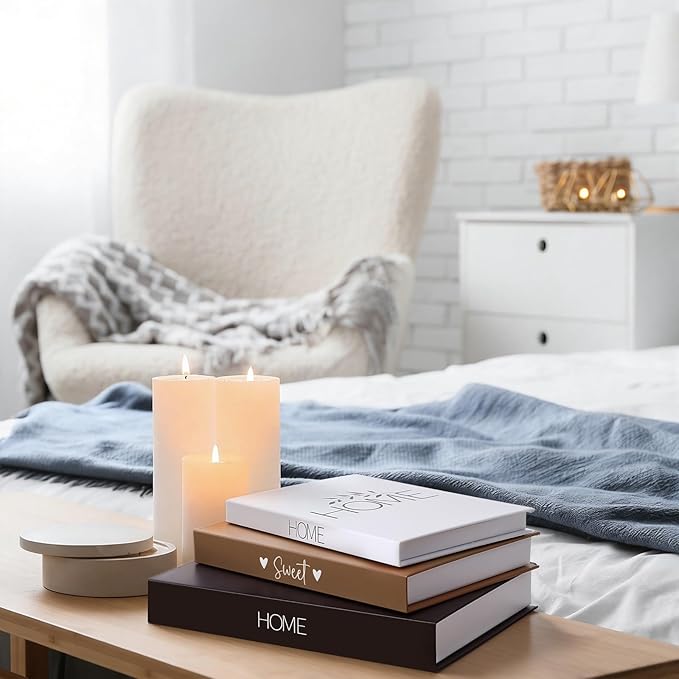 Thyle Set of 3 Decorative Books for Home Decor - Coffee Table Faux Books for Decoration, Aesthetic Fake Book Storage Box for Entryway Bookshelf Modern Boho Farmhouse Neutral Aesthetic Decor