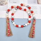 Christmas Decro Wood Bead Garland Tassels 1 Pack 40inch Farmhouse Boha Beaden Wooden Garlands for Holiday Coffee Table Wall Hanging Tiered Tray Decoration Mantel Shelf Thanksgiving