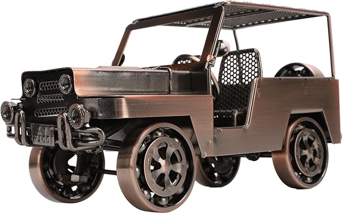 Pilipane Metal Car Figurine Vintage Antique Handcrafted Iron Decorative Model Ornament for Home Entryway TV Cabinet Wine Cabinet Decor (Reddish Bronze Color)