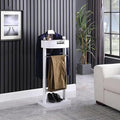 Suit Stands Butler Clothing Racks Wood Suit Valet Stand Clothes Rack with Base Floor Standing Suit Hanger Rack with Drawer, Top Tray,for Office Living Room Bed Room ﻿43X33.5X107CM(White)