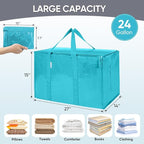 TICONN 6 Pack Extra Large Moving Bags Heavy Duty with Zippers & Carrying Handles, Durable Storage Bags Moving Boxes for Closet Organizers and Storage (6 Pack, Aqua)