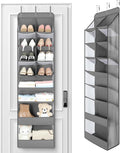 Yecaye Over the Door Shoe Organizer Hanging with Large Pockets, 8 Tier Back of Door Storage for Nursery, Closet and Bathroom, Partition Behind Door Organizers Shelf with Baby Clothes (1 Pack, Grey)