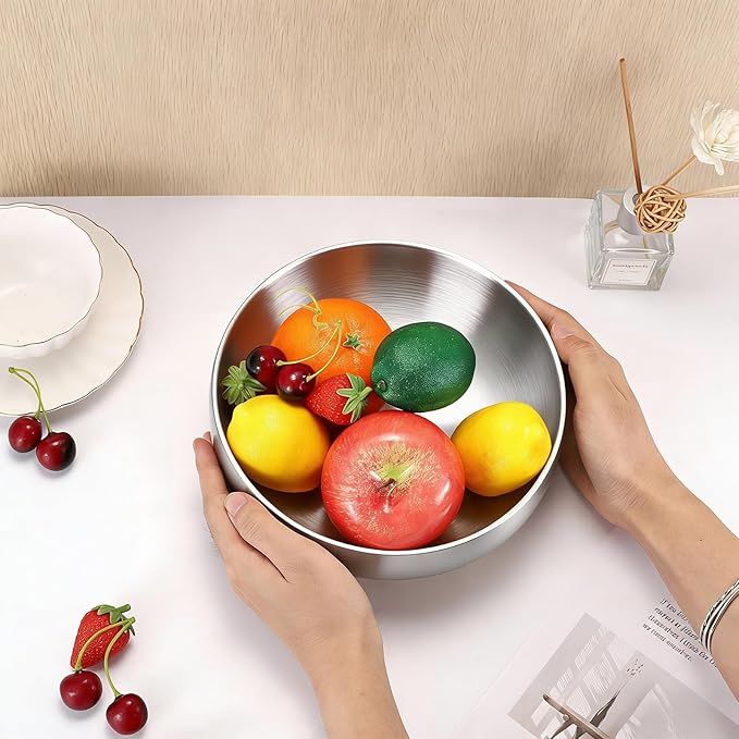 Key Bowl for Entryway Table 8.3" Modern Decorative Bowl Catchall Bowl for Candy Fruit Serving Bowls for Kitchen Counter, Coffee Table,Silver