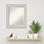 Amanti Art White Wall Mirror 24x20 Cottage White Silver Rectangle Bathroom Mirror for Wall Decor Living Room, Small Cottage Wood Frame, Hangs Horizonally and Vertically, Bathroom Decor, Beveled Edge