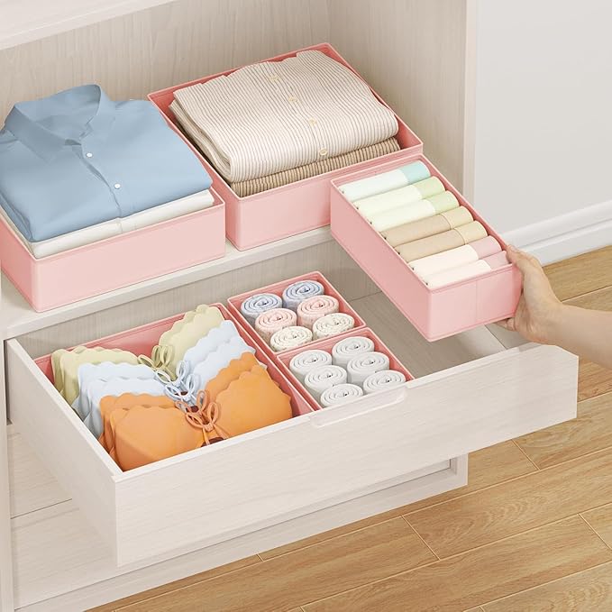 DIMJ Drawer Organizer Clothes Storage - 26 Pack Baby Dresser Organizer for Nursery, Small Fabric Closet Drawer Organizer Bins for Underwears Socks, Foldable Storage Dividers Organization for Bedroom