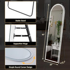 DUMOS Arched Full Length Mirror with Light, 20"x63" LED Floor Standing Mirror with 3 Color Lights & Wall Mounted for Bedroom, Dressing Room, Living Room, Bathroom