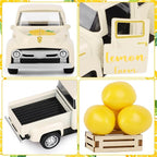 Lemon Decor Vintage Truck Decor with Mini Faux Lemons Summer Table Centerpieces Lemon Tiered Tray Decor for Home Kitchen Farmhouse Shelf Accessories