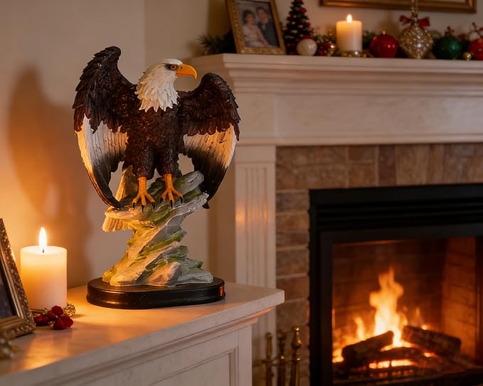 Bald Eagle Realism Statue for Home Office Man Table Decoration 10 inch Eagle Scout Gifts, US Citizenship Gifts, Symbol of Justice and Freedom