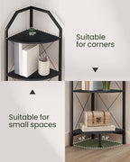 CHOEZON 5-Tier Corner Shelf, Industrial Corner Bookshelf, 59.4" Corner Storage Stand, Plant Stand Display Shelf, Corner Bookcase for Bedroom, Living Room, Home Office, Black TCJ10BB