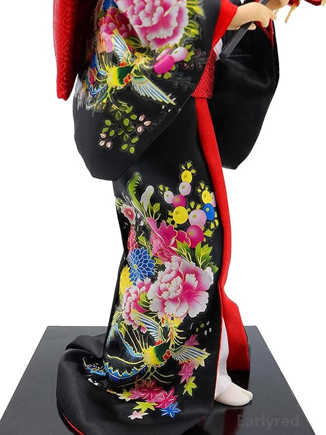 Earlyred 12 Inch Japanese Geisha Kimono Doll 30cm Asian Kimono Doll Collectible Figurine Decoration Gift Red