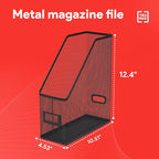 Staples TRU RED Metal Magazine File Organizer, Black - Top - Loading Desktop File Holder with Handle, Holds Up to 1000 Sheets