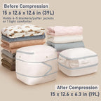 DIMJ Compression Storage Bags 8 Pack - Blanket Storage Bags with Window Zipper, Ultra Space Saving Self Compression Organizer for Puffer Jacket, Bedding, Lightweight Comforter Duvet, Sweater, Sheet