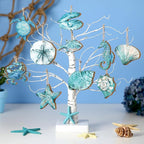 30 Pcs Summer Ocean Animals Ornaments Summer Ornaments for Tree Wooden Beach Hanging Decorations Ocean Themed Decoration with String Wooden Slices for Home Small Tree Party