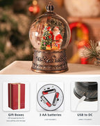 Snow Globe Christmas with Santa Claus, Lighted Christmas Snow Globes with Timer, Swirling Musical Glittering Snowglobe Lantern for Decorations(Santa Claus Gifts)