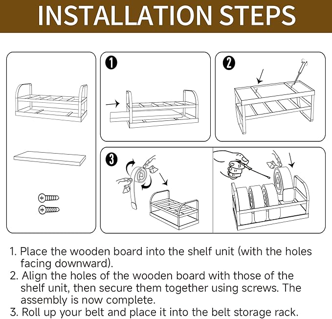 Belt Organizer - Belt Storage for Closet Drawer Dresser Wood Belt Rack Display, 5 Compartments, Gift for Man