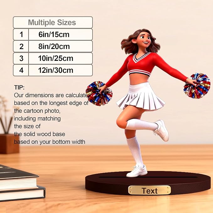 Personalized Cheerleading Team 3D Cartoon Photo Style Desktop Decoration,Cartoon Figurine From Cheerleader'S Photo,Office And Bedside Table Decoration For Fitness Dance Enthusiasts (Cheerleader cartoon)