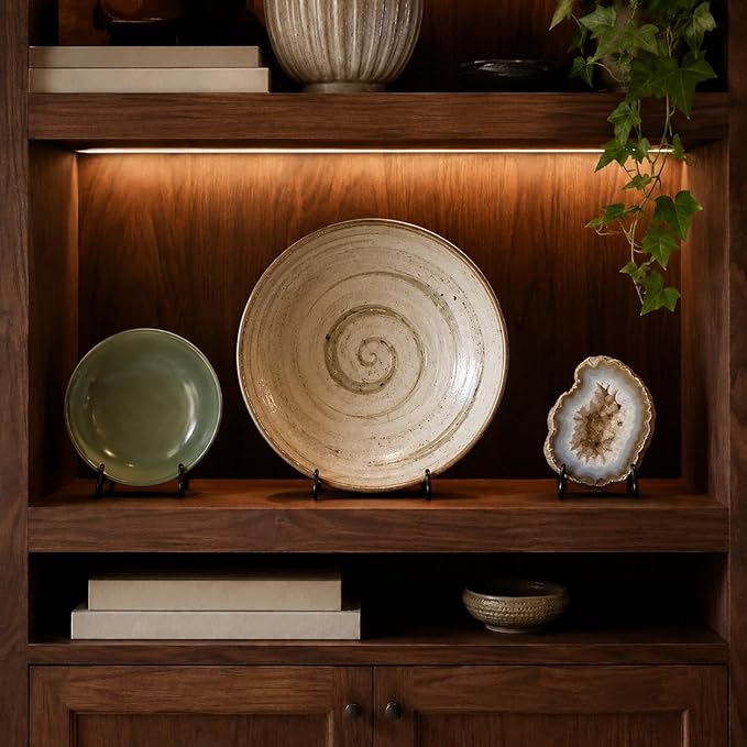 Artliving (4 Pack Black Display Stand Easel Iron Bowl Stands for Display Medium Deep Bowls, Platters and Deep Dishes