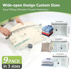 Vacuum Bags for Travel with Rechargeable air Pump, 3 Sizes Vacuum Seal Bags for Clothing, Space-Saving Compression Storage Bags for Travel & Closet Organization (9)