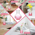 Brajttt Pink Small Flower Vase Set, Glass Bud Vase in Bulk Set of 8,Artistic and Cultural Flavor Mini Vases for Home Office Decor, Bedroom, Office, Living Room Decorations,Wedding