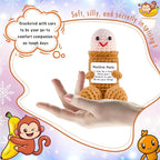 Handmade Positive Crochet Gift with Emotional Support Message Card for Men Women Coworkers,Funny Office Home Desk Decor (Brown Doll Without Glasses)
