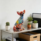 Colorful Chihuahua Statue, Creative Dog Puppy Home Sculpture Decor, Suitable for Bookshelf Desktop Kitchen Living Room Decorative Table Decoration, Gift for Dog Lovers Women and Men(Large)