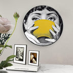 Lina Cavalieri Plate, Wall Decorative Plate, Mysterious Face Plate Wall Hanging Decoration,Including Bracket And Special Spring HooK, (Style-13, 8inch)