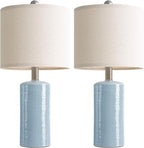 G-SAFAVA 20.5" Small Table Lamps for Living Room Lamp Set of 2 Ceramic Lamps for Bedroom Bedside Lamps Modern Boho Lamps for Night Stands Farmhouse Nightstand Lamp Side End Table Lamp, Light Blue
