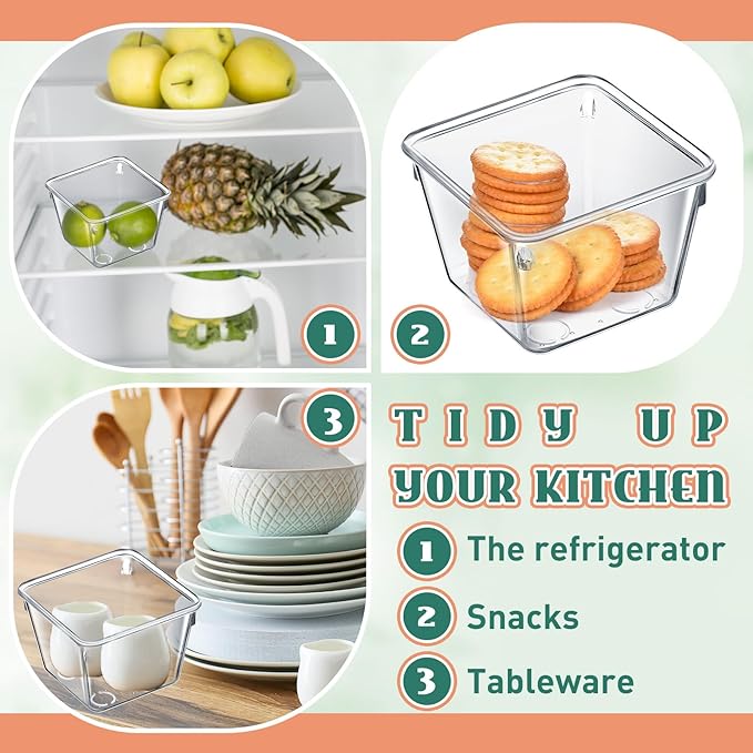 Tioncy 8 Pcs Stackable Clear Drawer Organizer Set 3" x 3" x 2" Small Makeup Vanity Storage Bins Office Desk Drawer Dividers Container Organization for Makeup Vanity Office Bathroom Kitchen Utensil