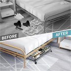 Under Bed Shoe Storage with Wheels, Space Saving Shoe Organizer with Sturdy Metal Frame & Breathable Mesh, Suitable Under the Bed, Sofa and Desk, 2 Packs