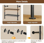 ONBRILL H4 Wall Mounted Closet System, Expandable Industrial Pipe Clothes Rack Clothing Rack for Hanging Clothes, Heavy Duty Closet Organizers and Storage in Wardrobe Closet
