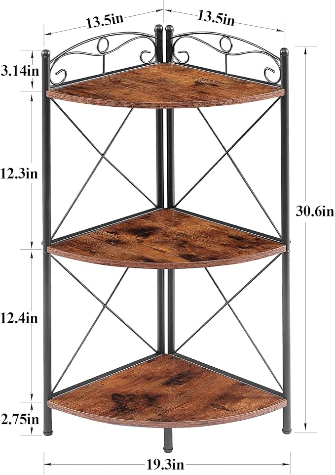 VECELO Corner Table/Cabinet with Storage Shelves, Free-Standing Organizer for Compact Space in Living Room/Study/Lobby/Bedroom