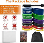 Resistance Bands Set with Door Anchor, Multi-Levels Pull Up Assistance Bands, Exercise Bands for Working Out, Stretching, Muscle Training, Physical Therapy (Men/Women)