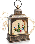 Christmas Snowman Snow Globe, Snowman Musical Lantern with 6 Hour Timer USB Lined/Battery Operated Retro Style Holiday Glitter Globe for Xmas Indoor Decoration and Santa Gifts