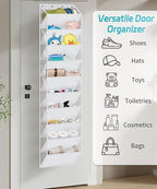 AOODA 10 Tier Clear Over the Door Shoe Organizer Storage, Deep Pockets Large Hanging Shoe Rack for Closet Door, Fit 20 Pairs Sneaker Holder Hanger for Boots (White)