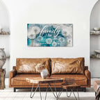 Family Wall Decor Teal Kitchen Wall Art Farmhouse Inspirational Quotes Canvas Prints A Little Bit of Crazy Loud Love Large Dandelion Family Signs for Home Decor Wall Living Dining Room Bedroom 20x40"