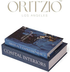 ORITZIO Blue Faux Books Set of 9 - Hidden Storage Fake Books Ideal for Coffee Table, Home Staging, Interior Design & Fashion Books, Old Money Aesthetic, Library Decor, Beach House Accessories