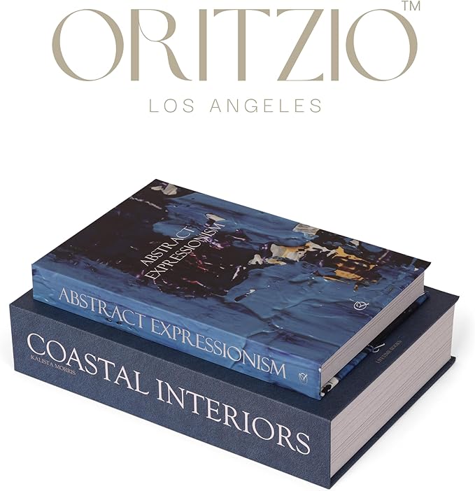 ORITZIO Blue Faux Books Set of 9 - Hidden Storage Fake Books Ideal for Coffee Table, Home Staging, Interior Design & Fashion Books, Old Money Aesthetic, Library Decor, Beach House Accessories