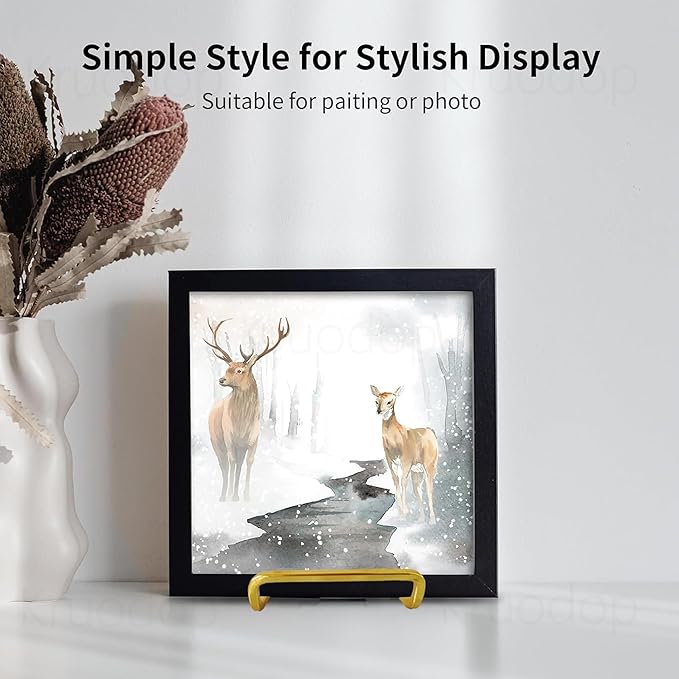3 Pack 3 inch Metal Plate Stands for Display, Plate Holder Pictures Frame Easel Display Stand, Tabletop Picture Stand, Iron Easels for Display Photo Frames, Plates, Vinyl Record，Book, Sign（Gold）