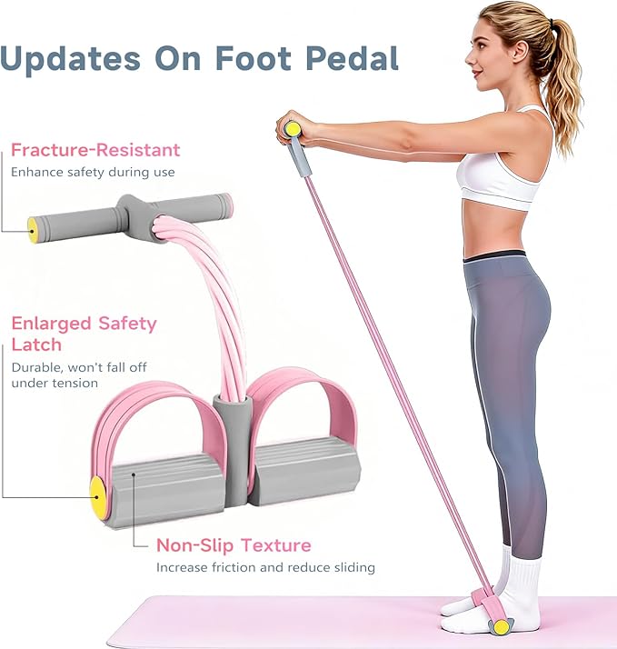Pedal Resistance Bands with Handles, Durable 6-Tubes Multifunction Pedal Resistance Band, Natural Rubber Foot Pedal Resistance Bands, Fitness Resistance Bands for Abdomen, Waist, Arm, Leg