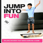 Balance Board for Kids - Slackline Wooden Wobble Board - Slackboard Balance Trainer for Coordination - Training for Skateboard, Snowboard, Football, Soccer, Baseball, Basketball